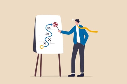 Illustration of man creating a marketing strategy